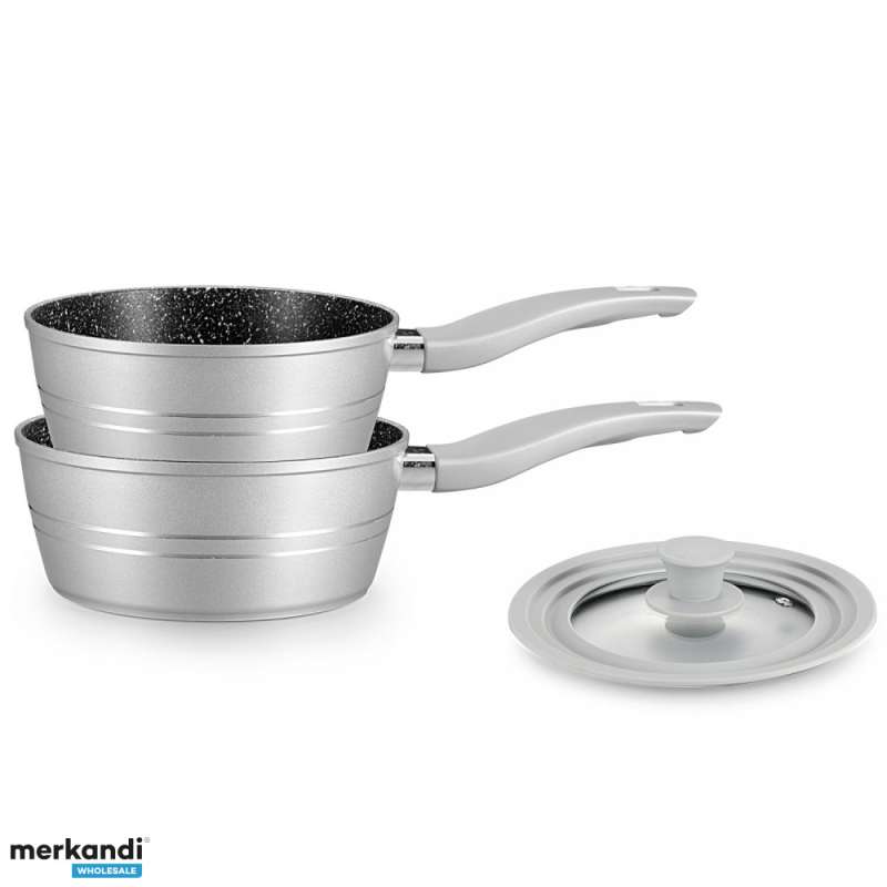Royalty Line RL-FS2M: 3-delt grydesæt med marmorbelægning, sort/silver