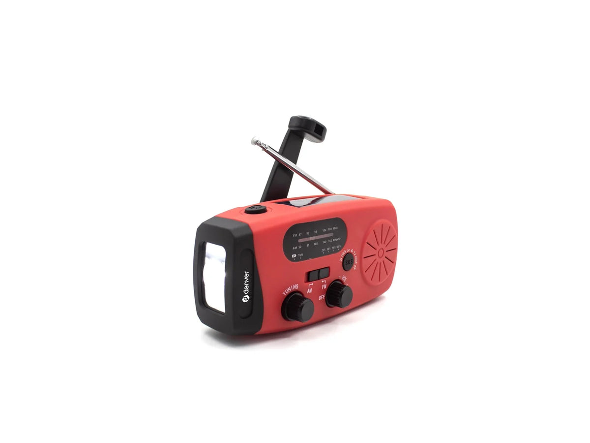 DENVER SCR-2007 - Emergency Radio - Solar - Dynamo - 2000 mAh Powerbank - FM - FM - Mono - Rød