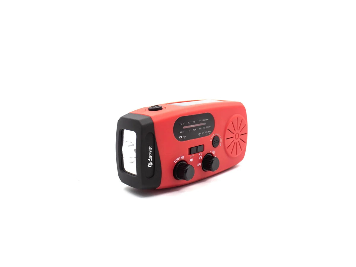 DENVER SCR-2007 - Emergency Radio - Solar - Dynamo - 2000 mAh Powerbank - FM - FM - Mono - Rød