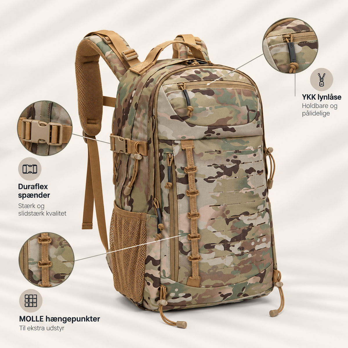 Trekker 30 – Vandrerrygsæk 30L med MOLLE & Aluminiumsstøtte
