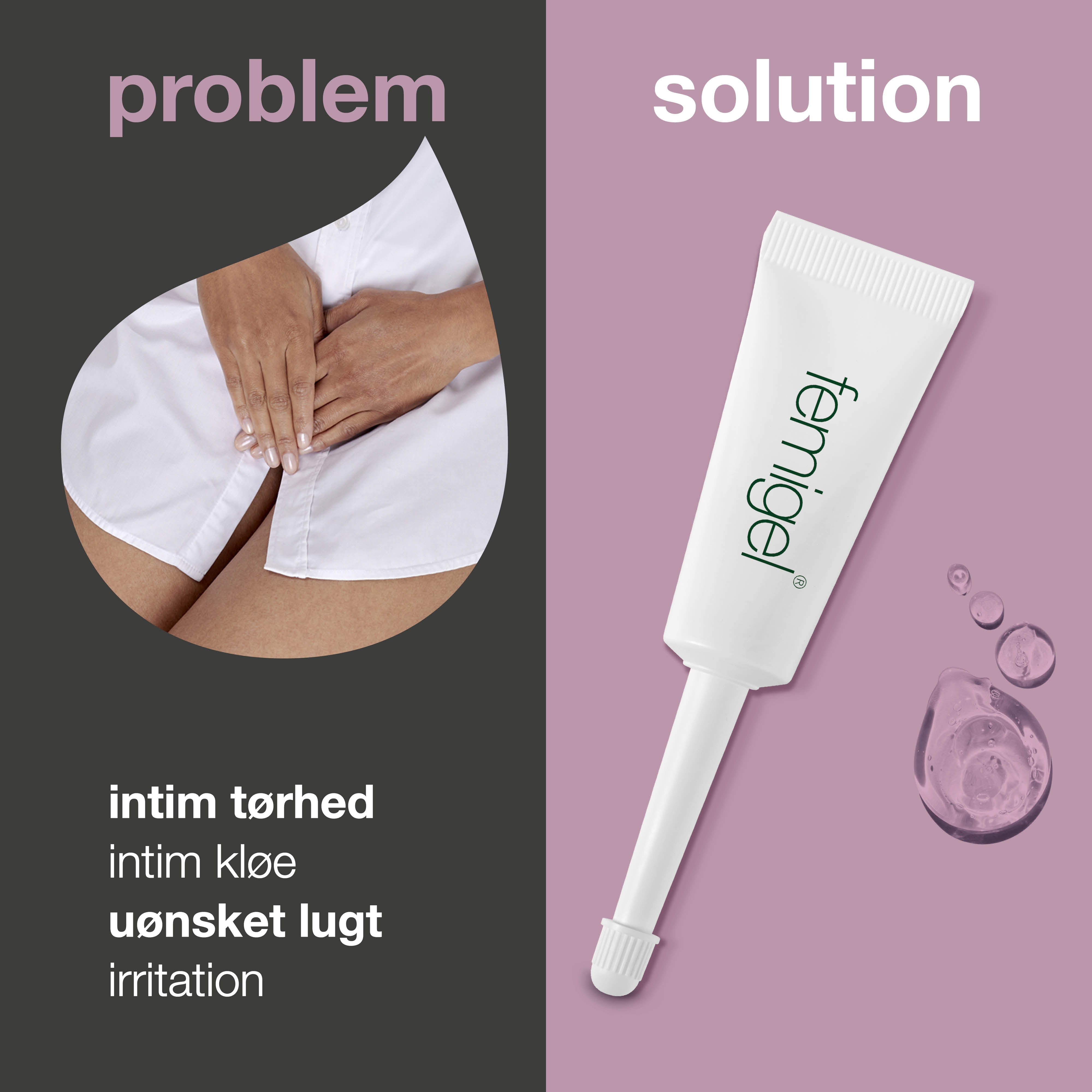 Femigel til intim tørhed, kløe, svie og uønsket lugt — Intimgel mod intimt ubehag og irritation