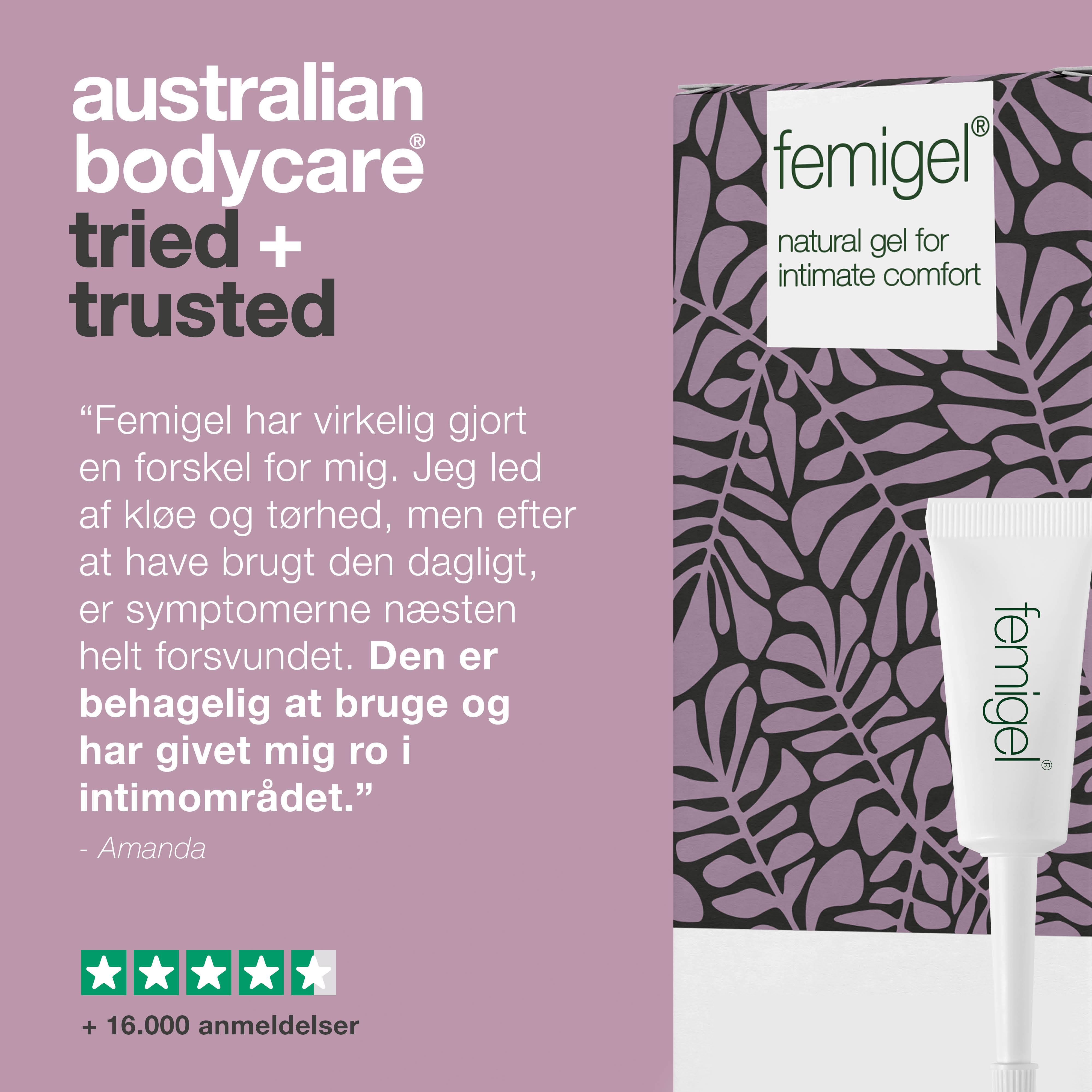 Femigel til intim tørhed, kløe, svie og uønsket lugt — Intimgel mod intimt ubehag og irritation