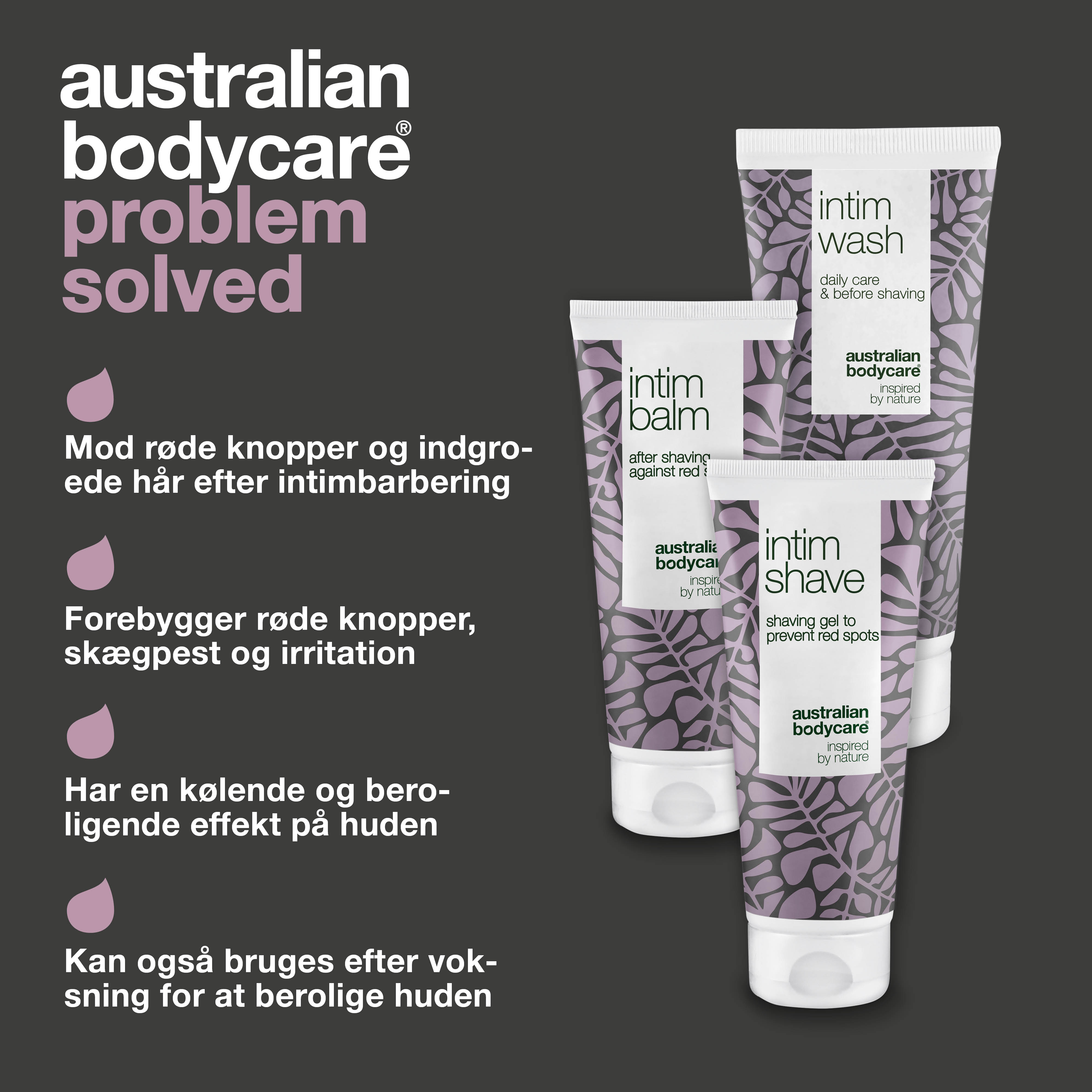 Intimbarberingspakke mod røde barberknopper — 3 produkter til intimbarbering mod indgroede hår