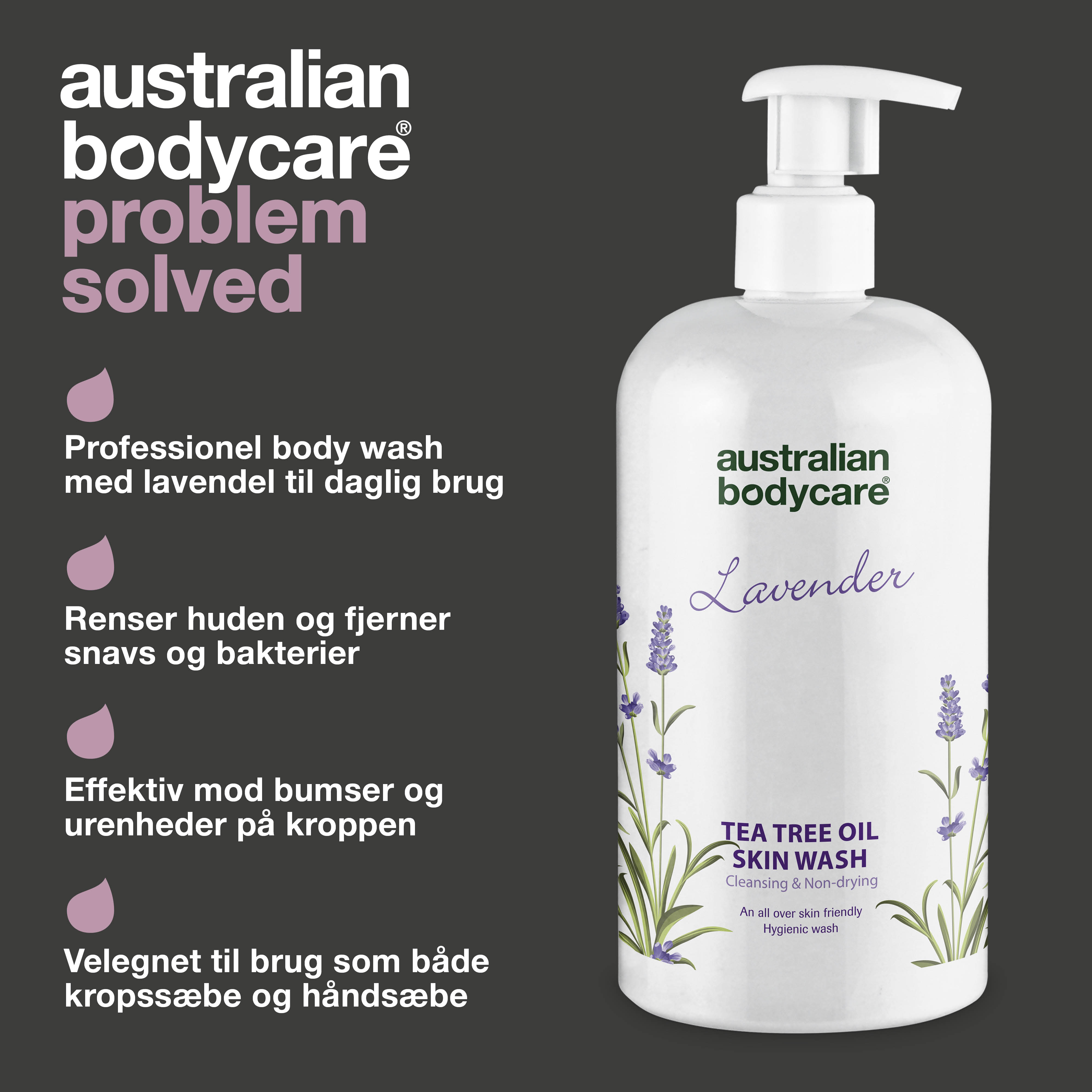 Professionel Lavendel Skin Wash — Professionel Showergel med Tea Tree Oil og Lavendel til daglig kropsvask