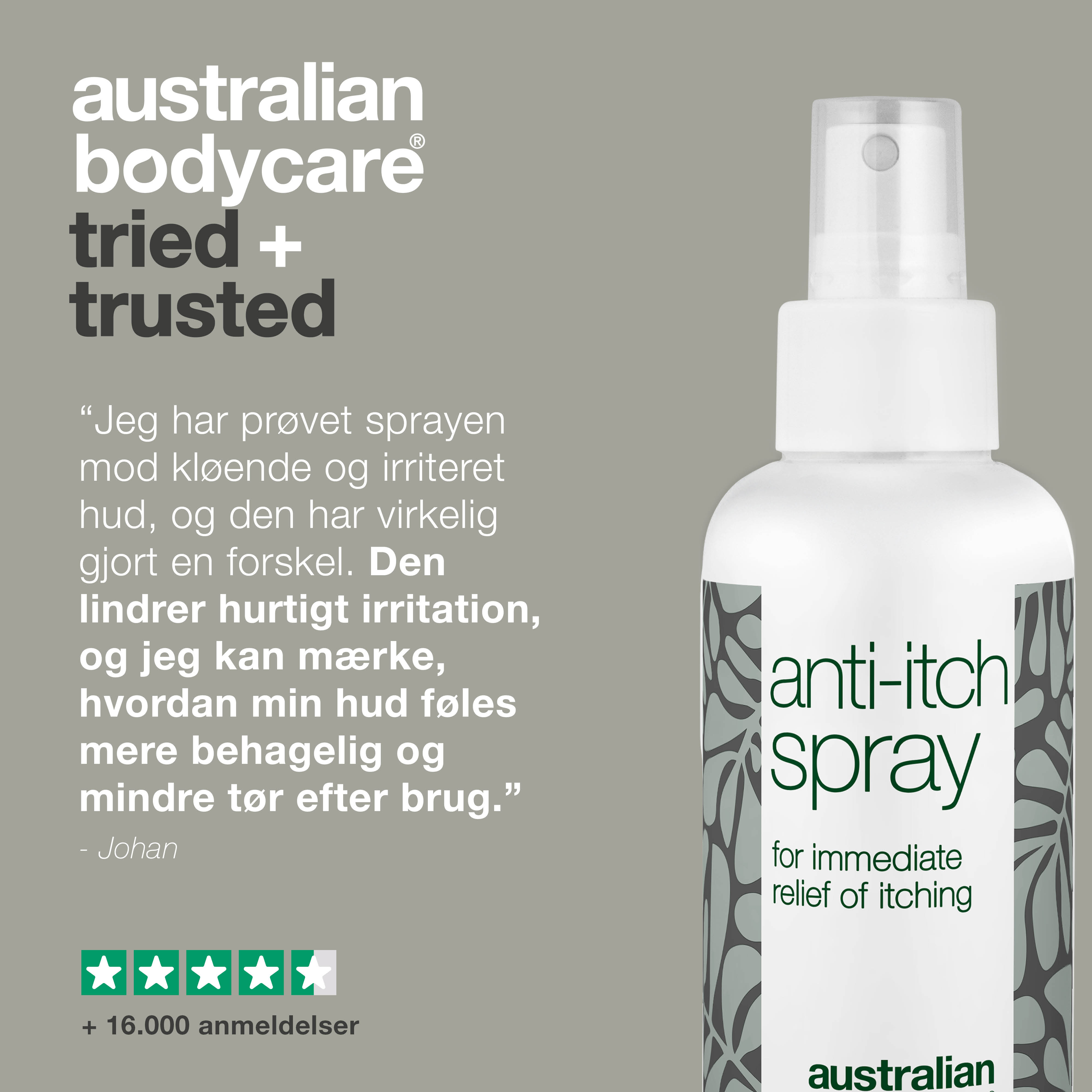 Spray til pleje ved kløende og irriteret hud på kroppen, ryggen & benene — Beroligende og lindrende til irriteret hud