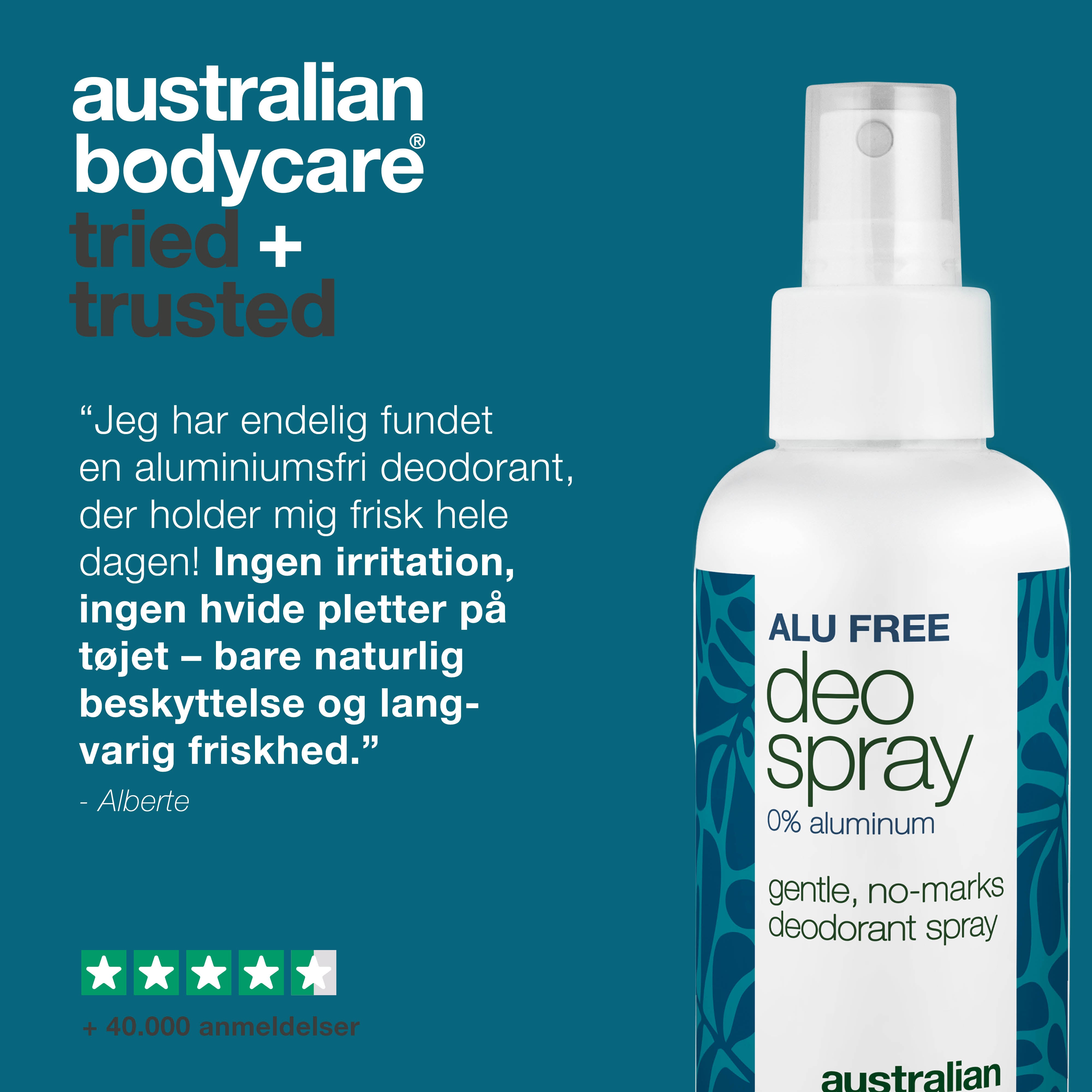Deodorantspray uden aluminium – Naturlig friskhed — Effektiv aluminiumsfri deodorant med naturlige ingredienser. Modvirker svedlugt og giver langvarig friskhed. Hurtigtørrende og skånsom.