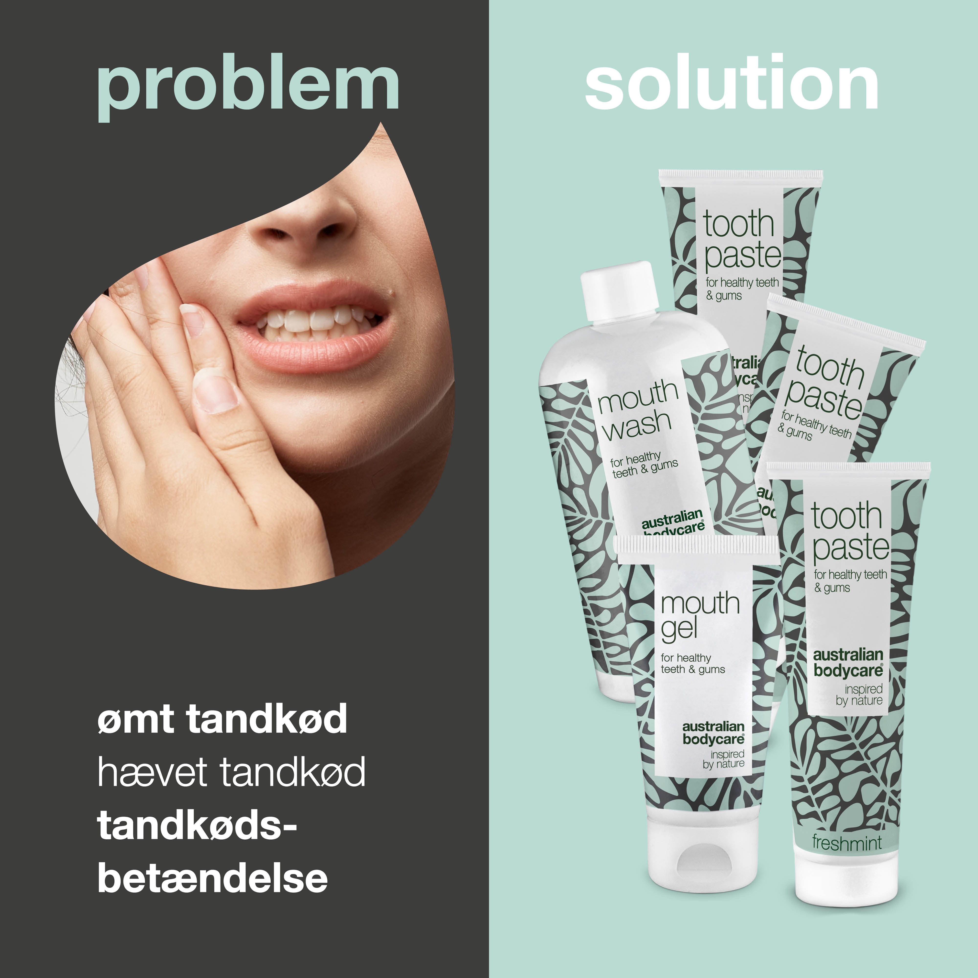 Pakke til pleje af hævet tandkød — 5 produkter til at lindre og forebygge hævet og ømt tandkød