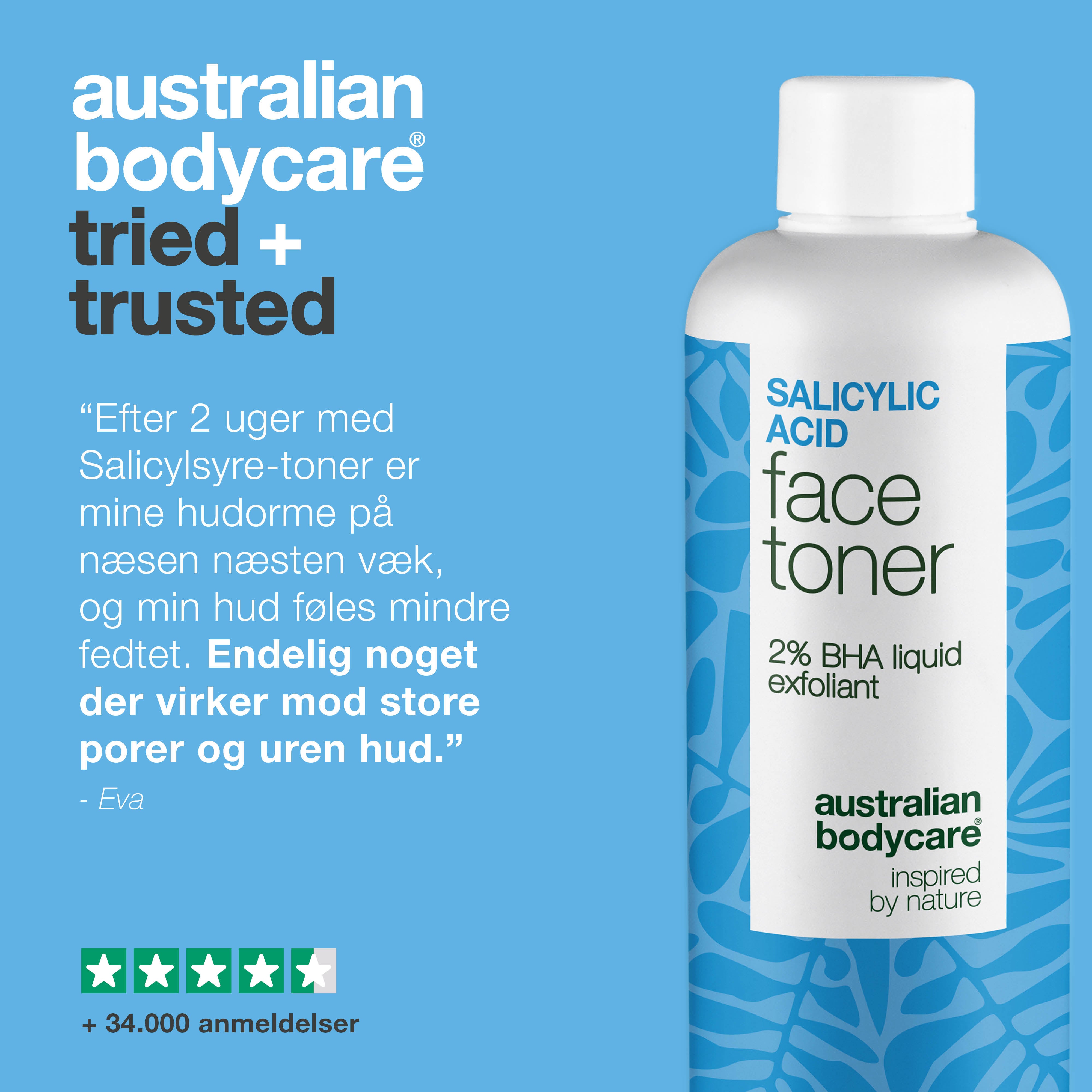 Salicylsyre-toner mod urenheder og store porer — Salicylsyre peeling fjerner hudorme, mindsker porer og udjævner huden. Bruges dagligt for en klar og ren hud.
