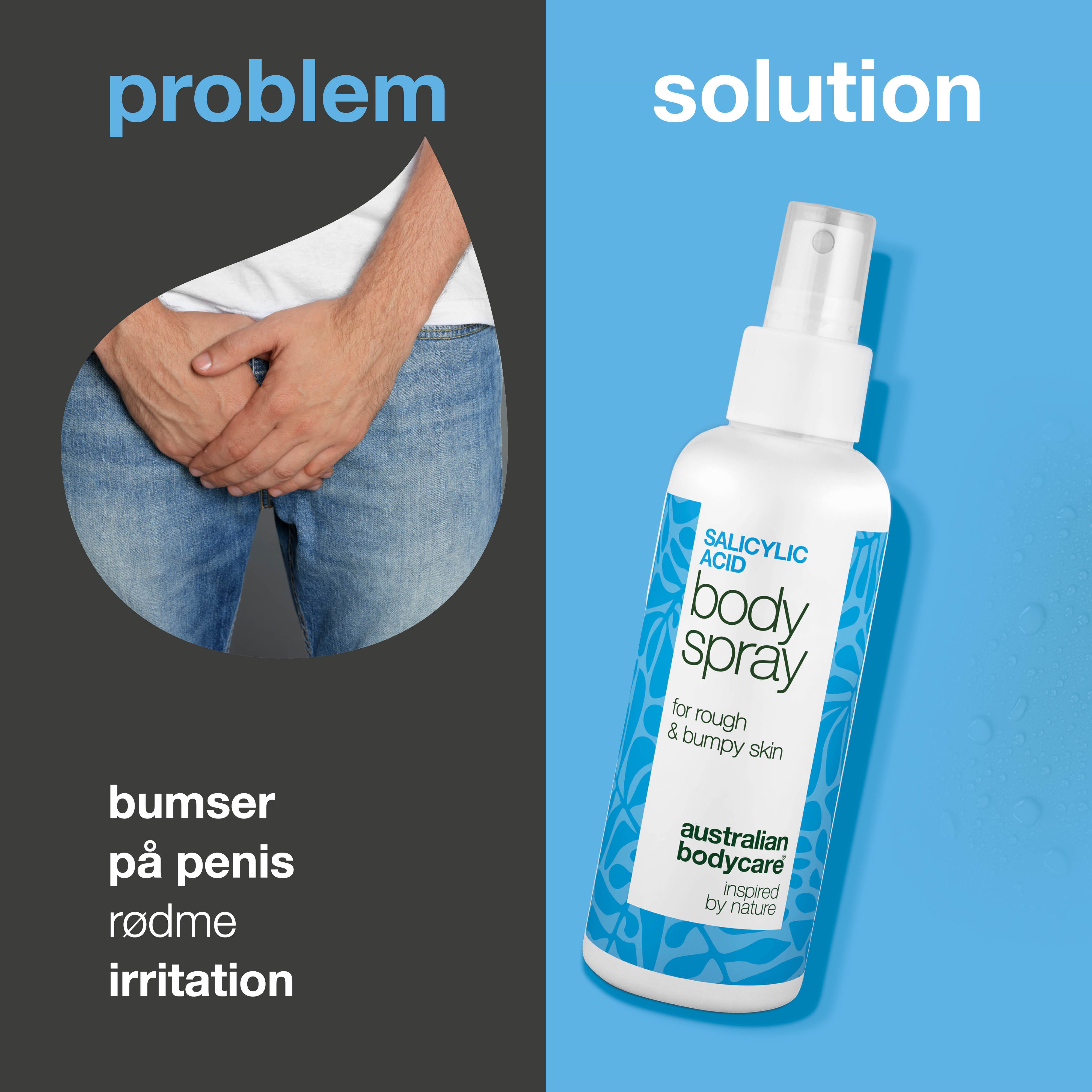 Spray mod bumser på penis – reducerer uren hud og rødme — Spray mod bumser på penis reducerer uren hud og rødme. Med salicylsyre, glykolsyre, zink, panthenol og glycerin.