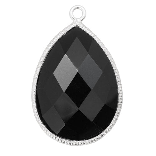 Vedhæng dråbe 925/- med sort onyx, 16x24,5 mm