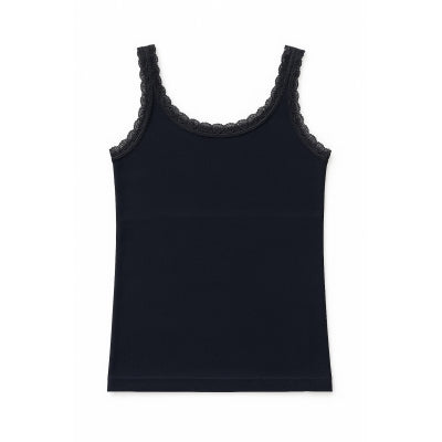 Vanting Seamless Top W. Lace Hvid/Sort