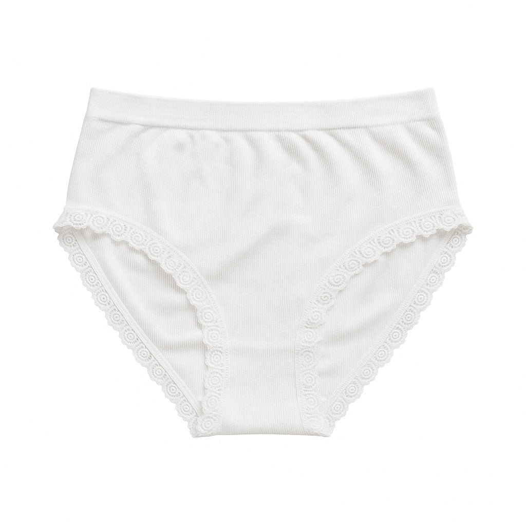 Vanting Seamless Bikini Brief W. Lace Hvid/Sort 3-pak