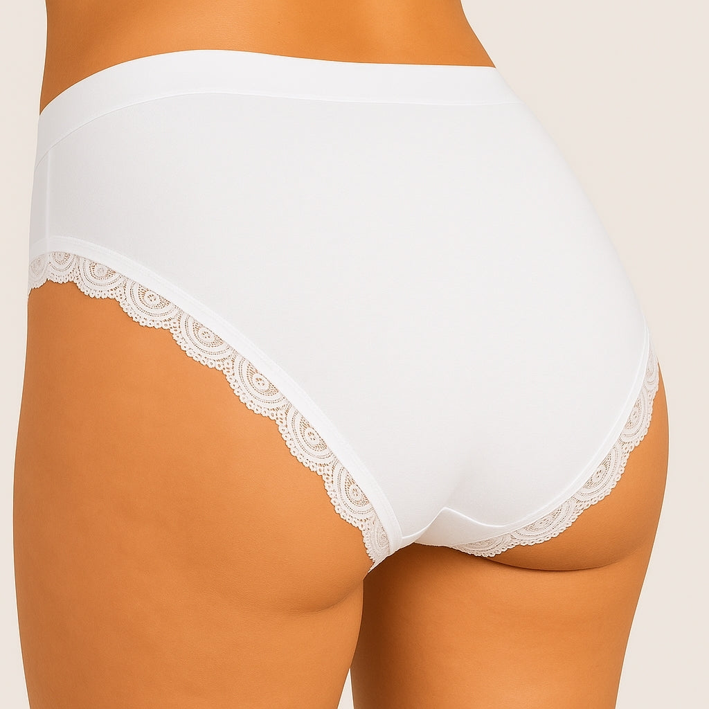Vanting Seamless Bikini Brief W. Lace Hvid/Sort 3-pak