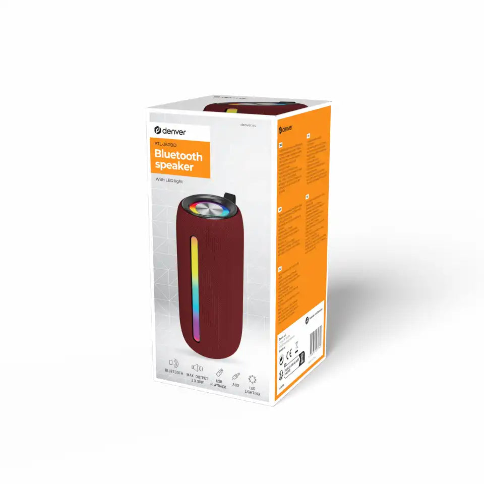 Denver BTL-360BD Bluetooth Højttaler med RGB (3 timer) BORDEUX