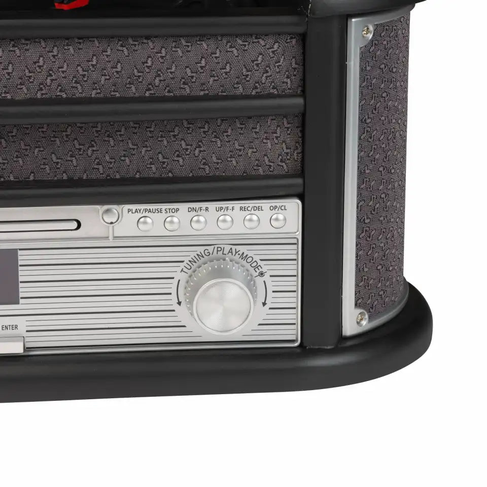 Denver MRD-51B SORT RETRO Anlæg med DAB+ og FM-radio, en pladespiller, kassetteafspiller og meget mere.