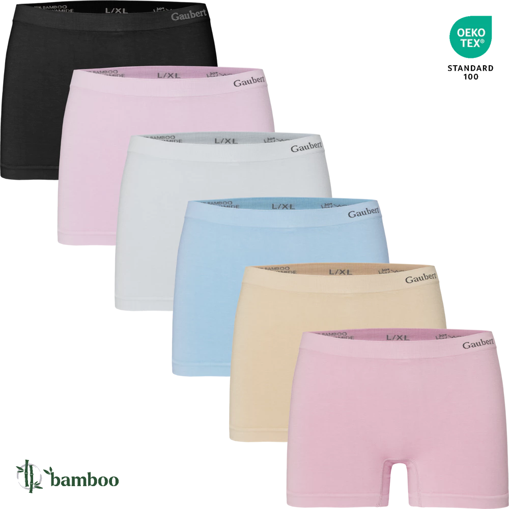 3103-Mix 6-pak sømløse bambus boxershorts til kvinder