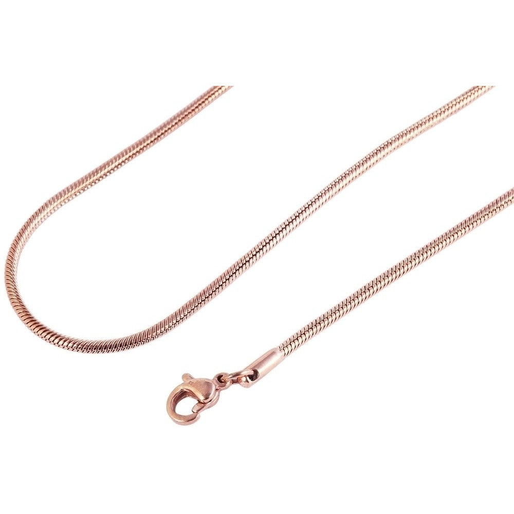 Slangekæde i ædelstål, rosa guld 60 cm