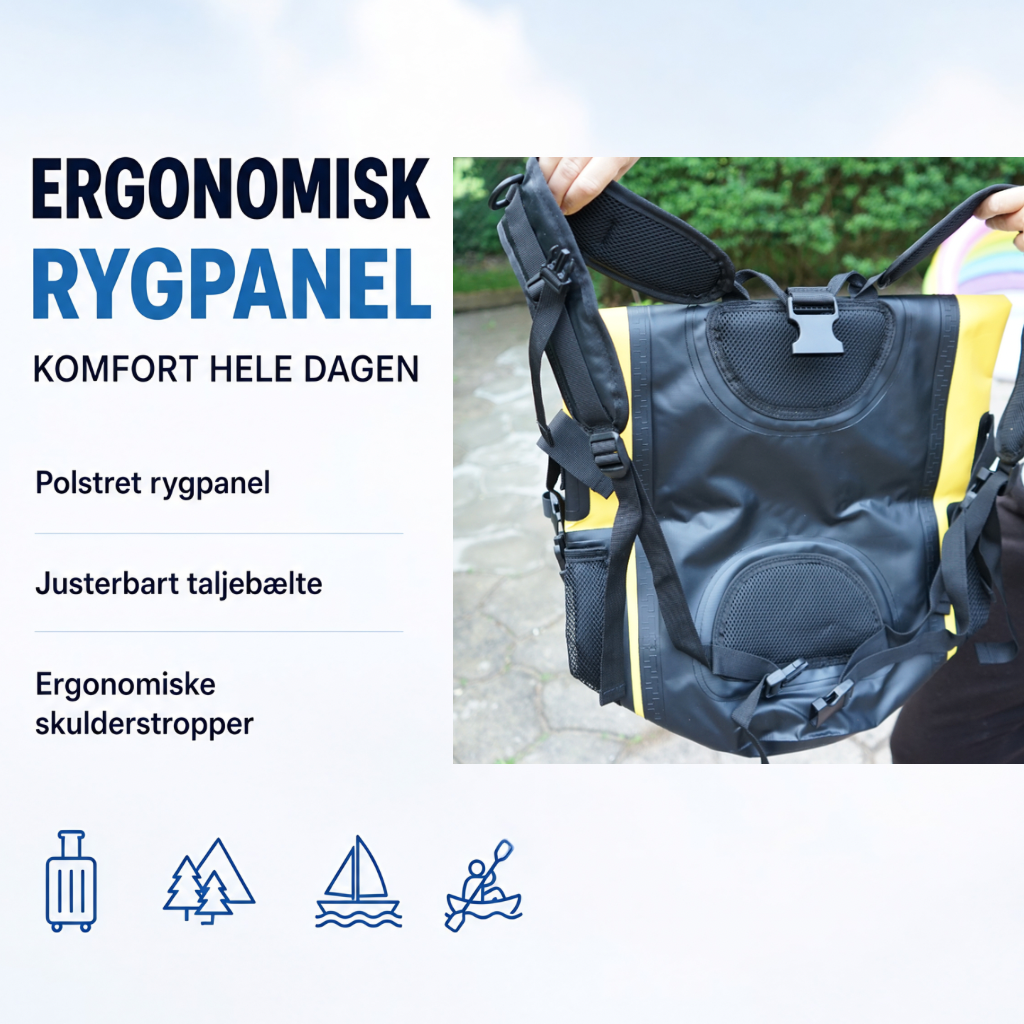 TørPak 35 – 100% Vandtæt Rygsæk til Strand, Hav & Vandsport (35L)