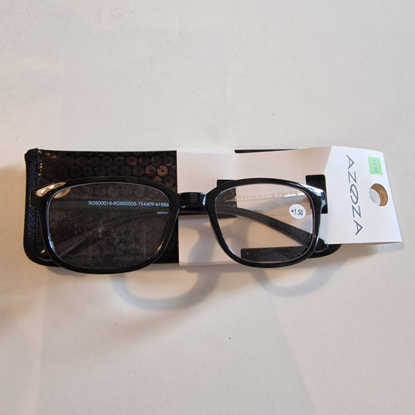 Square læsebrille med etui (flere styrker)