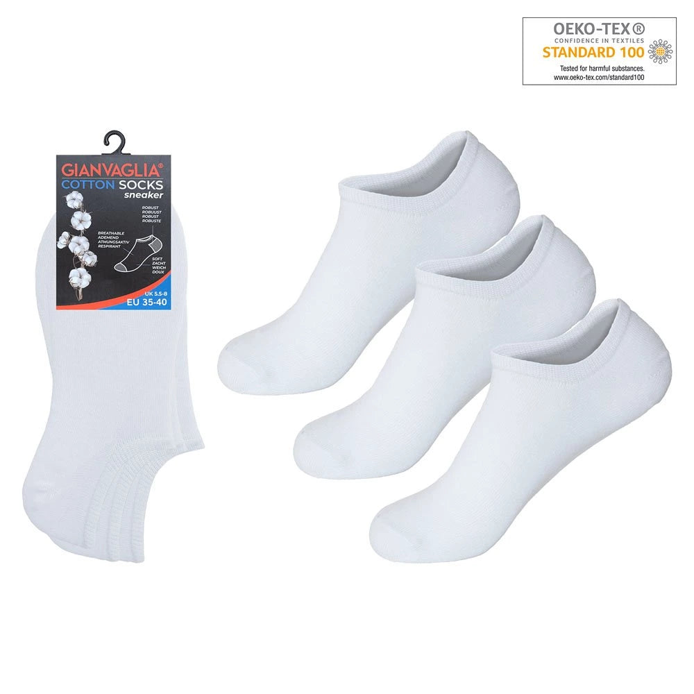3-Pak Bomuld Sneaker Sokker Unisex SK-500-SORT og Hvid