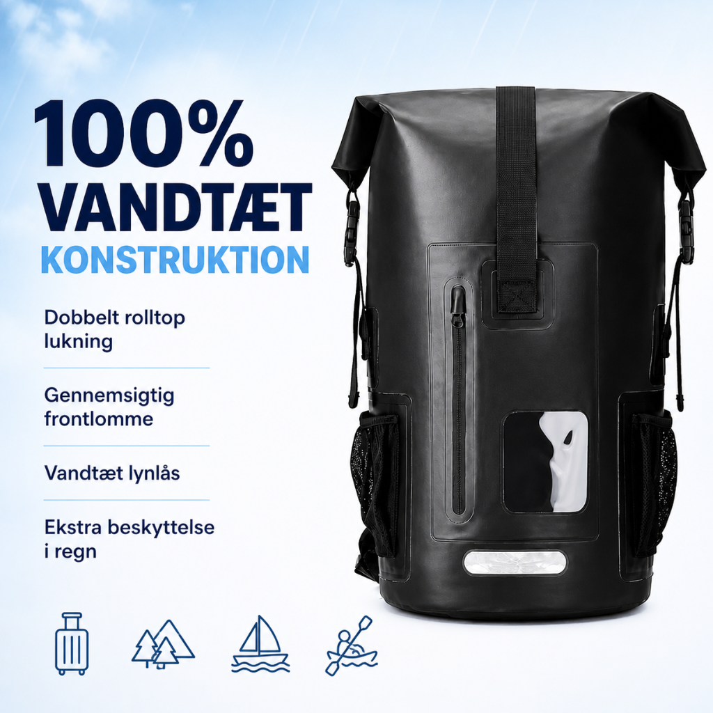 TørPak 35 – 100% Vandtæt Rygsæk til Strand, Hav & Vandsport (35L)