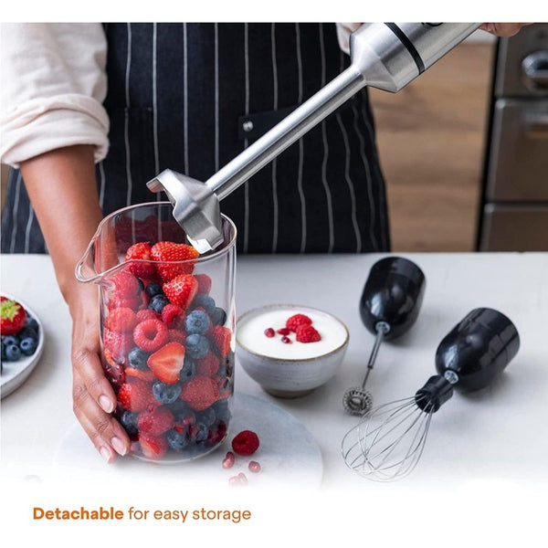 Royalty Line RL-ESMS800BLK: 3-i-1 stavblendersæt - Powerpisker, dykblender, hakker - sort/rød