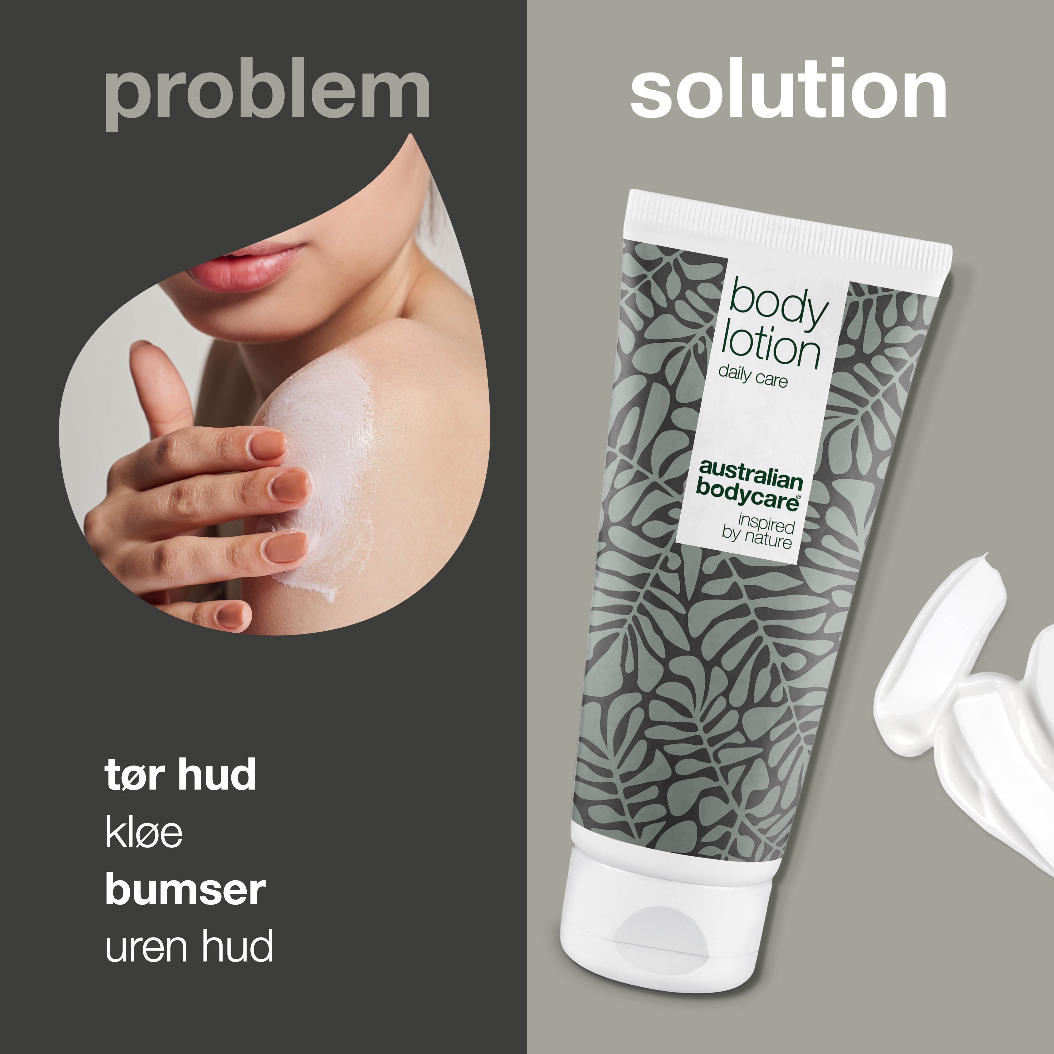 Body Lotion til tør hud og mod bumser — Fugtgivende creme til tør og uren hud på kroppen