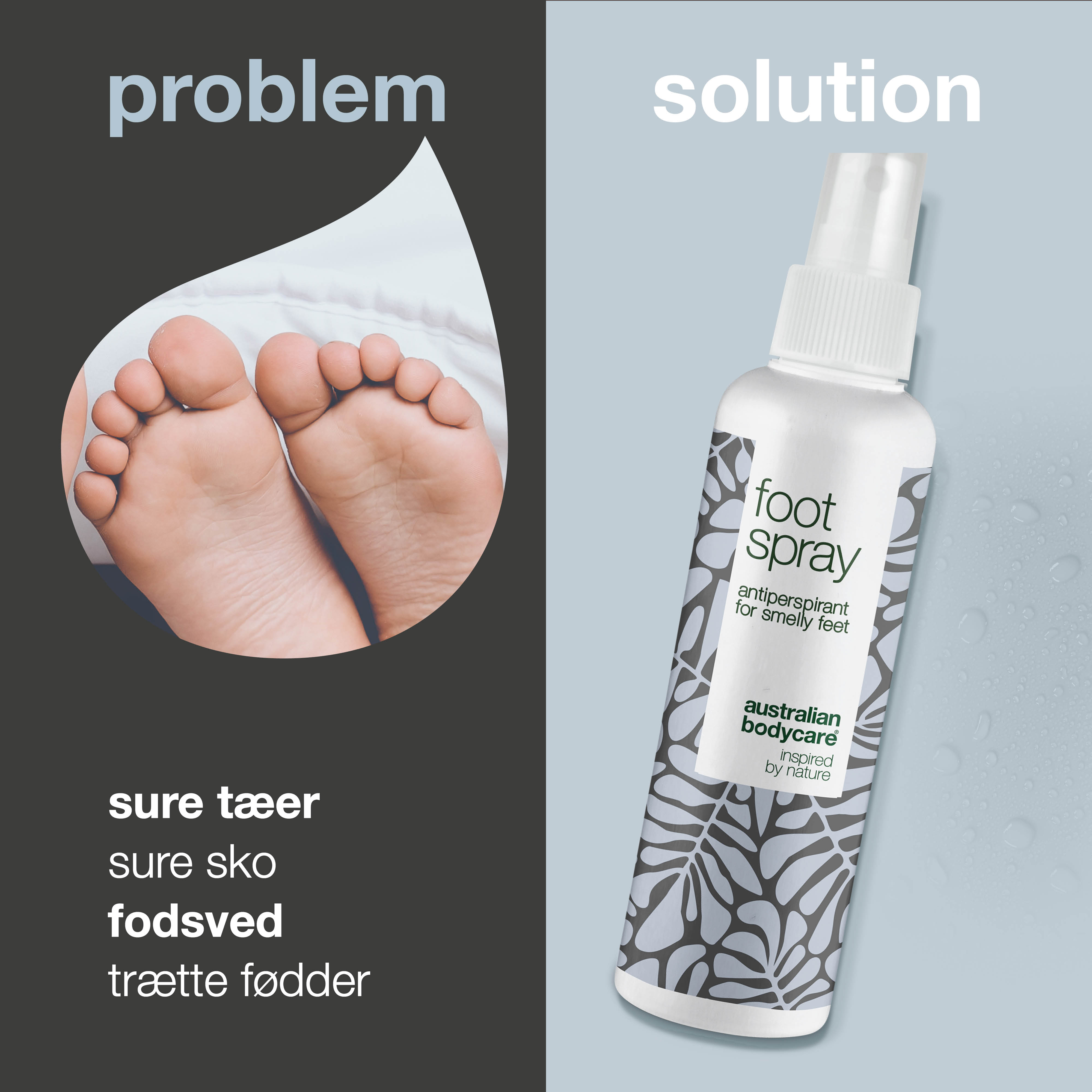 Fodspray mod sure tæer — Antiperspirant mod sure tæer og fødder