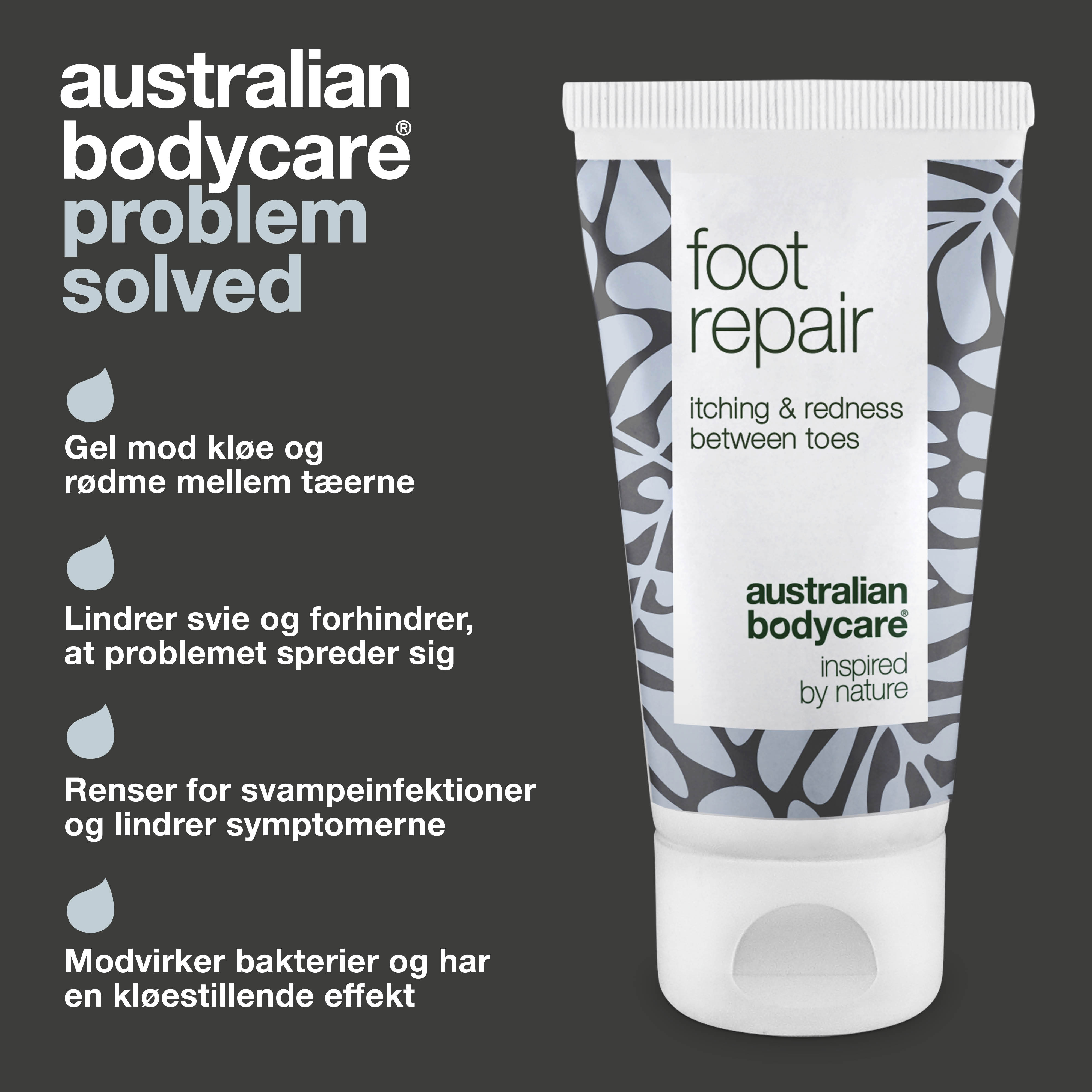 Fodgel med Tea Tree Oil  — Lindrende gel mod kløe, svie og rødme mellem tæerne.