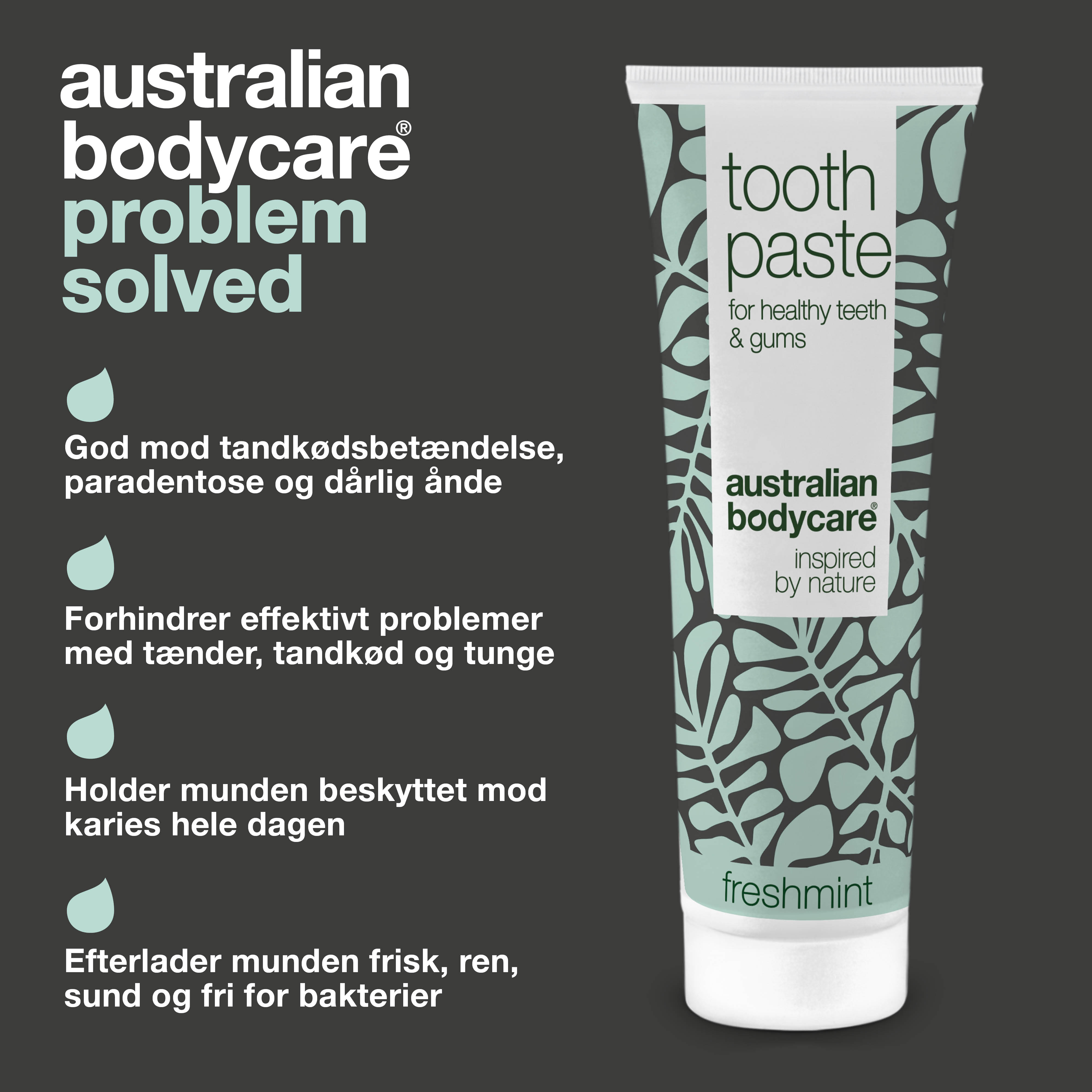 Tea Tree Oil Tandpasta med fluor — Til god mundhygiejne og pleje ved paradentose og mundsvamp