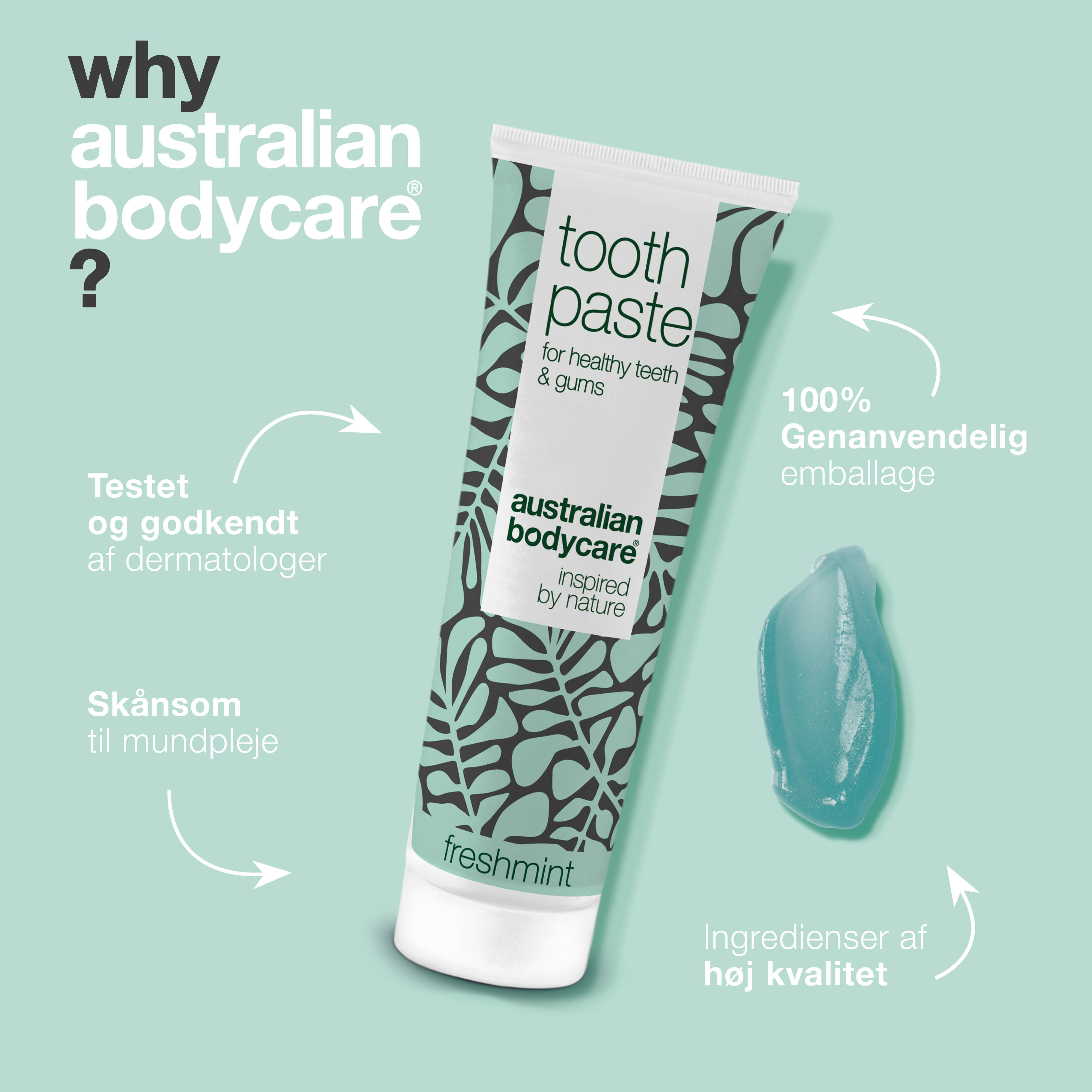 Tea Tree Oil Tandpasta med fluor — Til god mundhygiejne og pleje ved paradentose og mundsvamp
