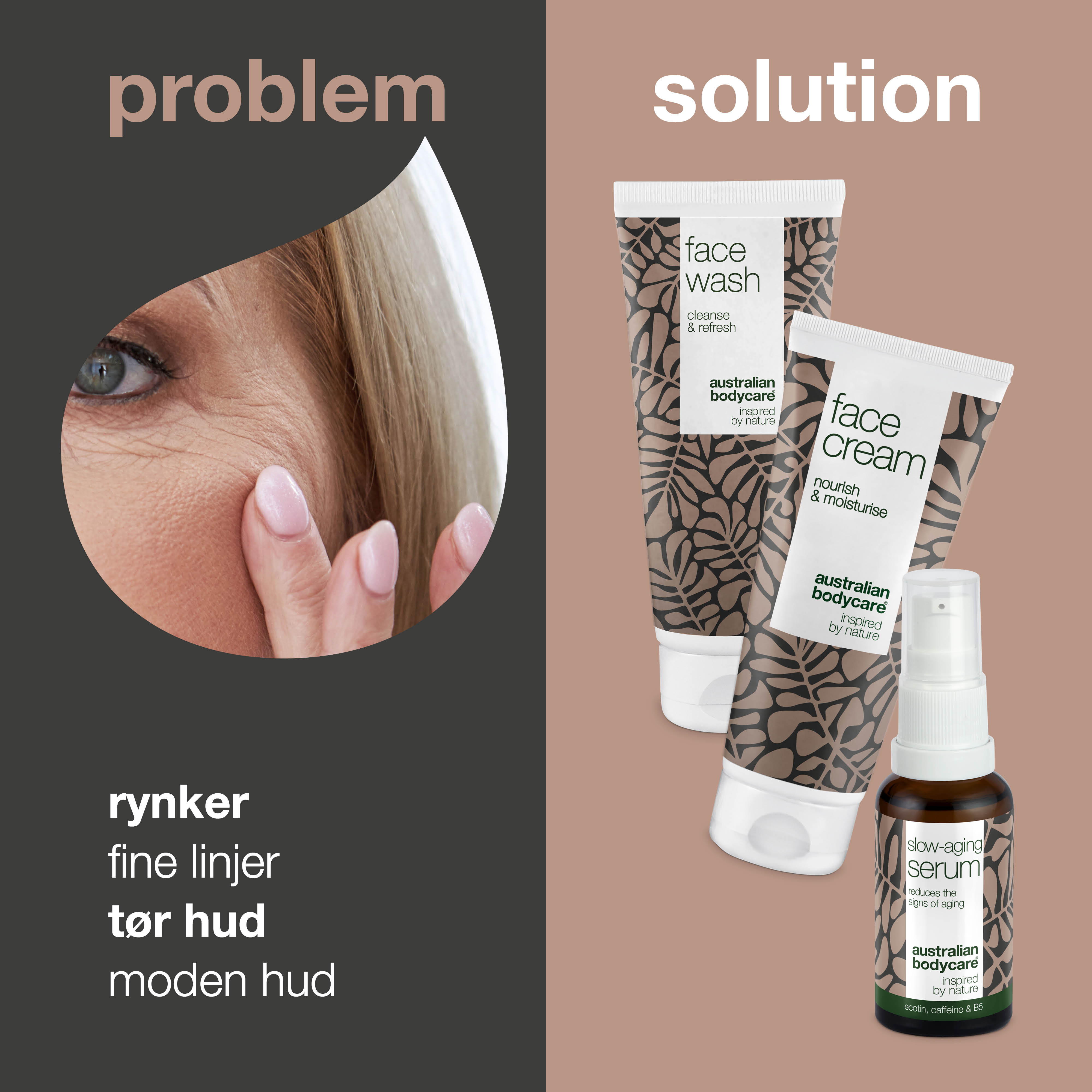 Sæt med Anti Age produkter til 50+ — 3 produkter til rynker og moden hud: ansigtsrens, Anti Age Serum & creme