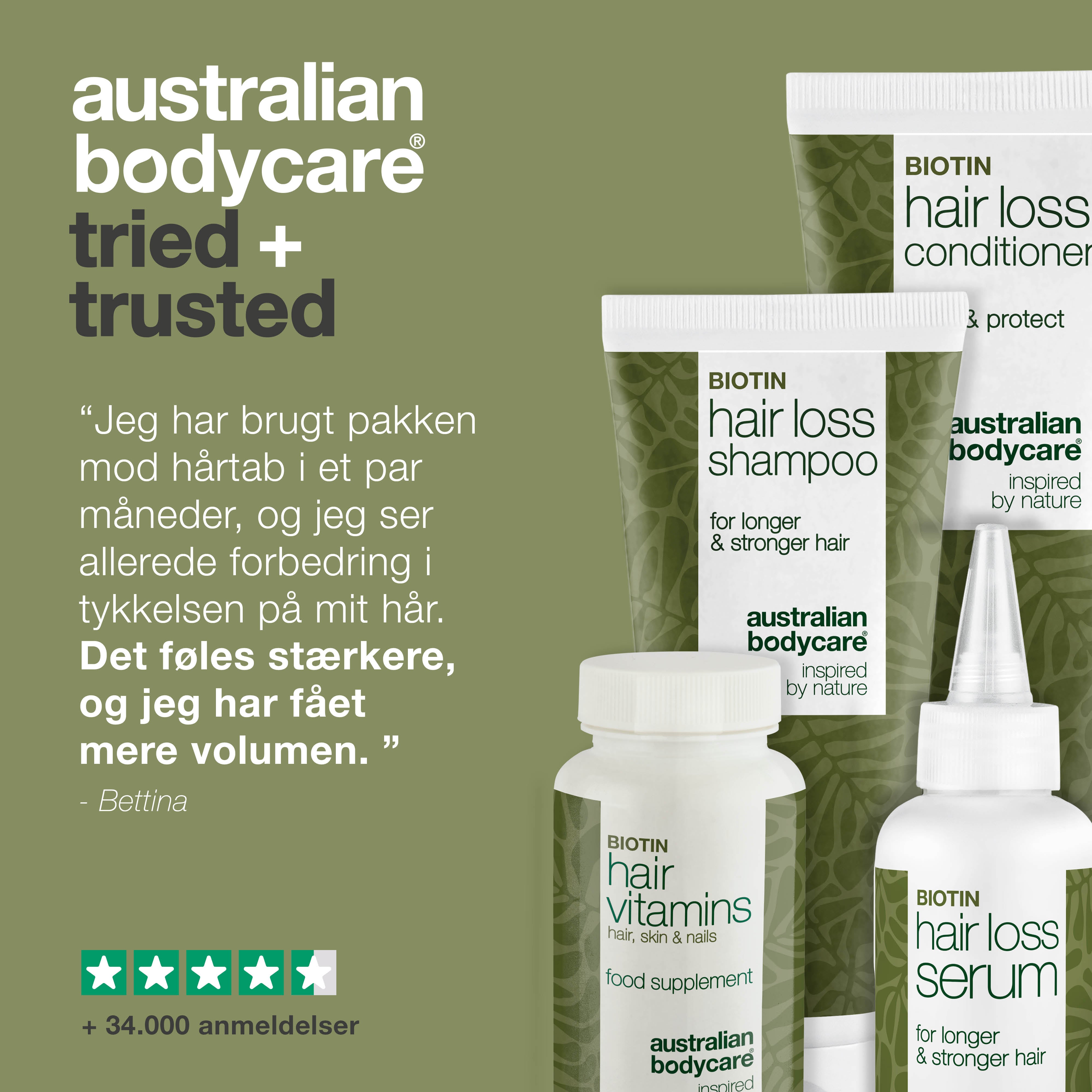 Pakke til hårtab og tyndt hår — Hårtabsprodukter med Biotin, Tea Tree Oil og Capilia Longa