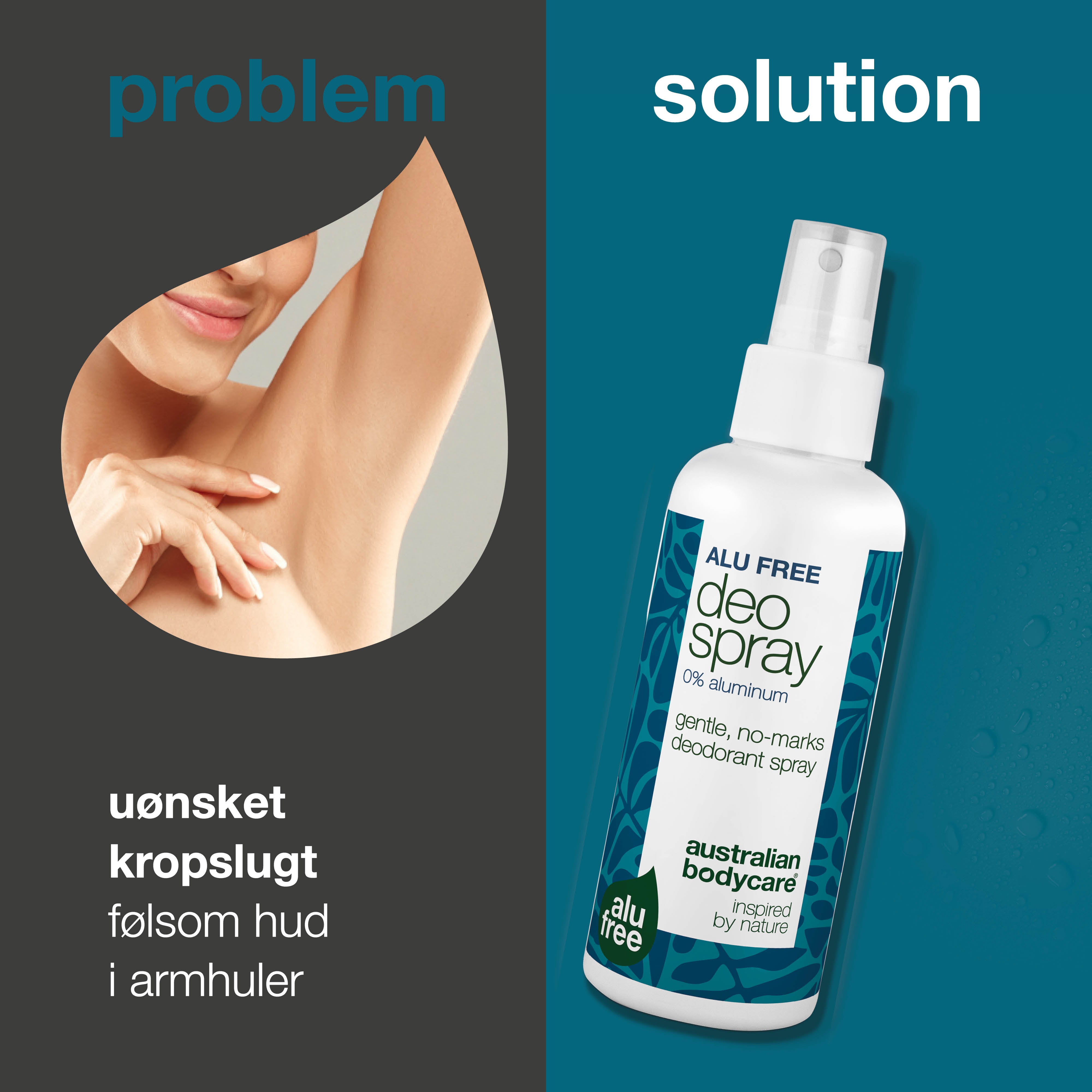 Deodorantspray uden aluminium – Naturlig friskhed — Effektiv aluminiumsfri deodorant med naturlige ingredienser. Modvirker svedlugt og giver langvarig friskhed. Hurtigtørrende og skånsom.