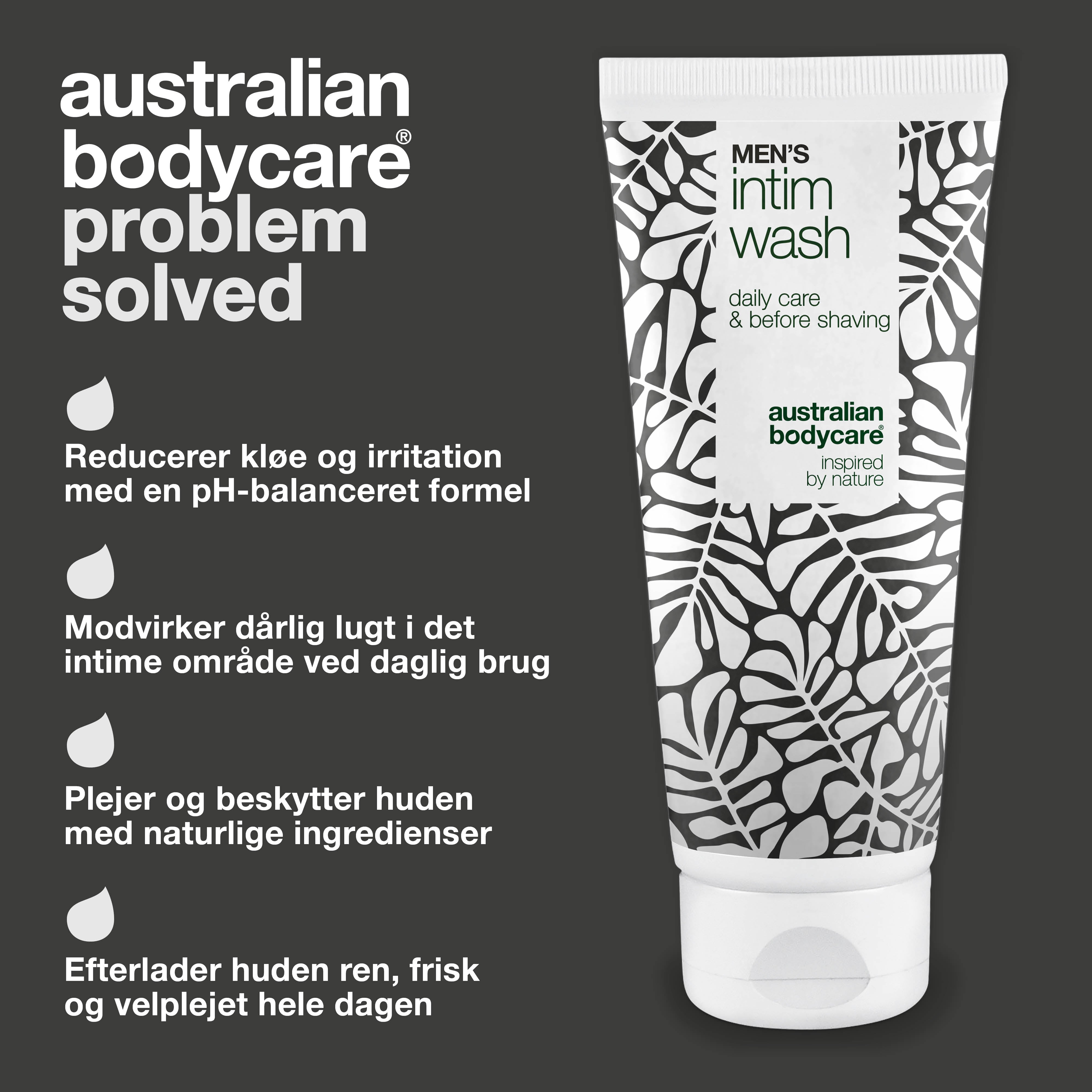 Intimsæbe mænd – Skånsom pleje til daglig intimhygiejne — Effektiv intimsæbe til mænd. Hjælper mod irritation og ubehag i skridtet. Naturlige ingredienser for en sund og velplejet hud.