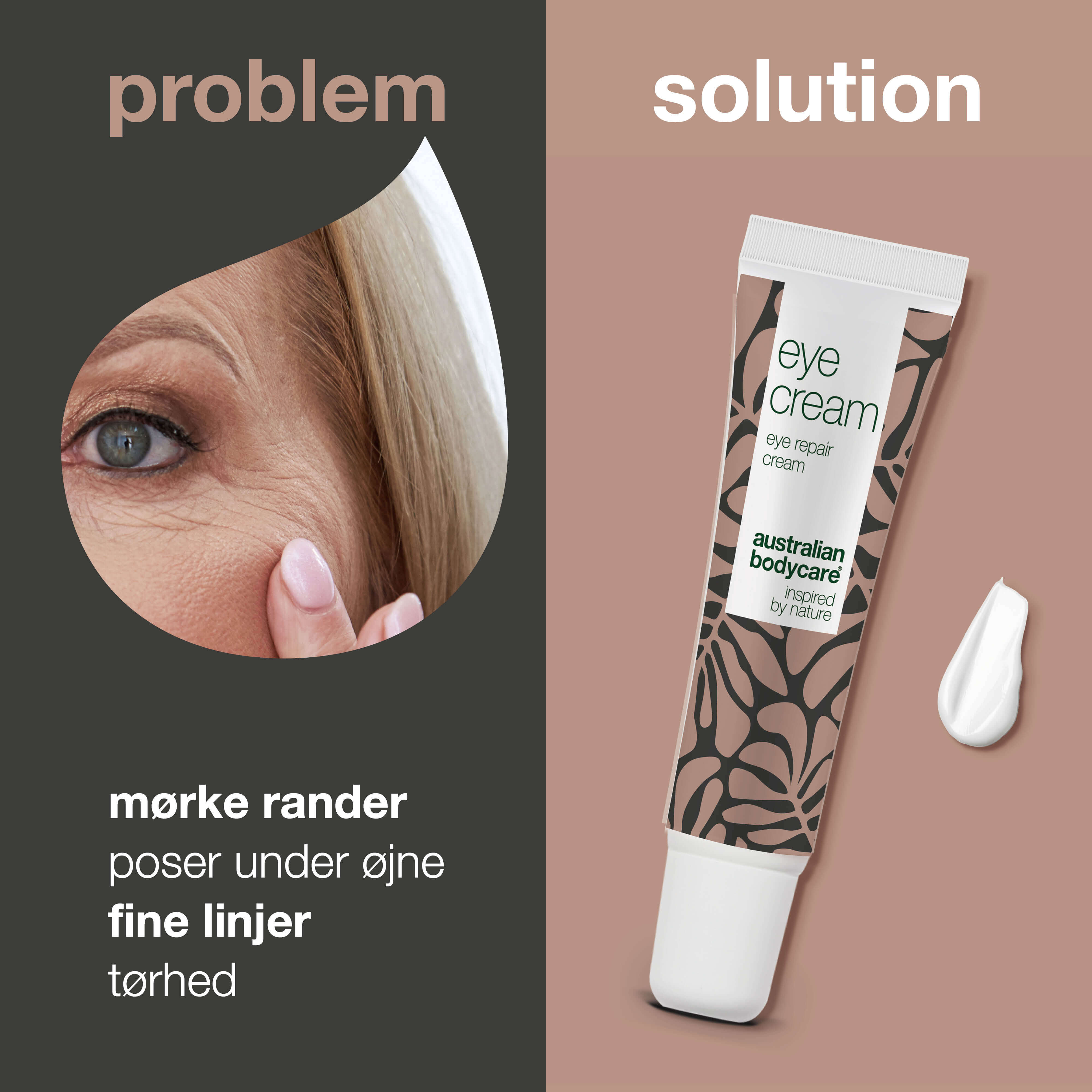 Øjencreme mod mørke rander, poser og fine linjer — Effektiv øjencreme, der reducerer poser og mørke rander. Fugter og styrker huden for et frisk og ungdommeligt udseende.