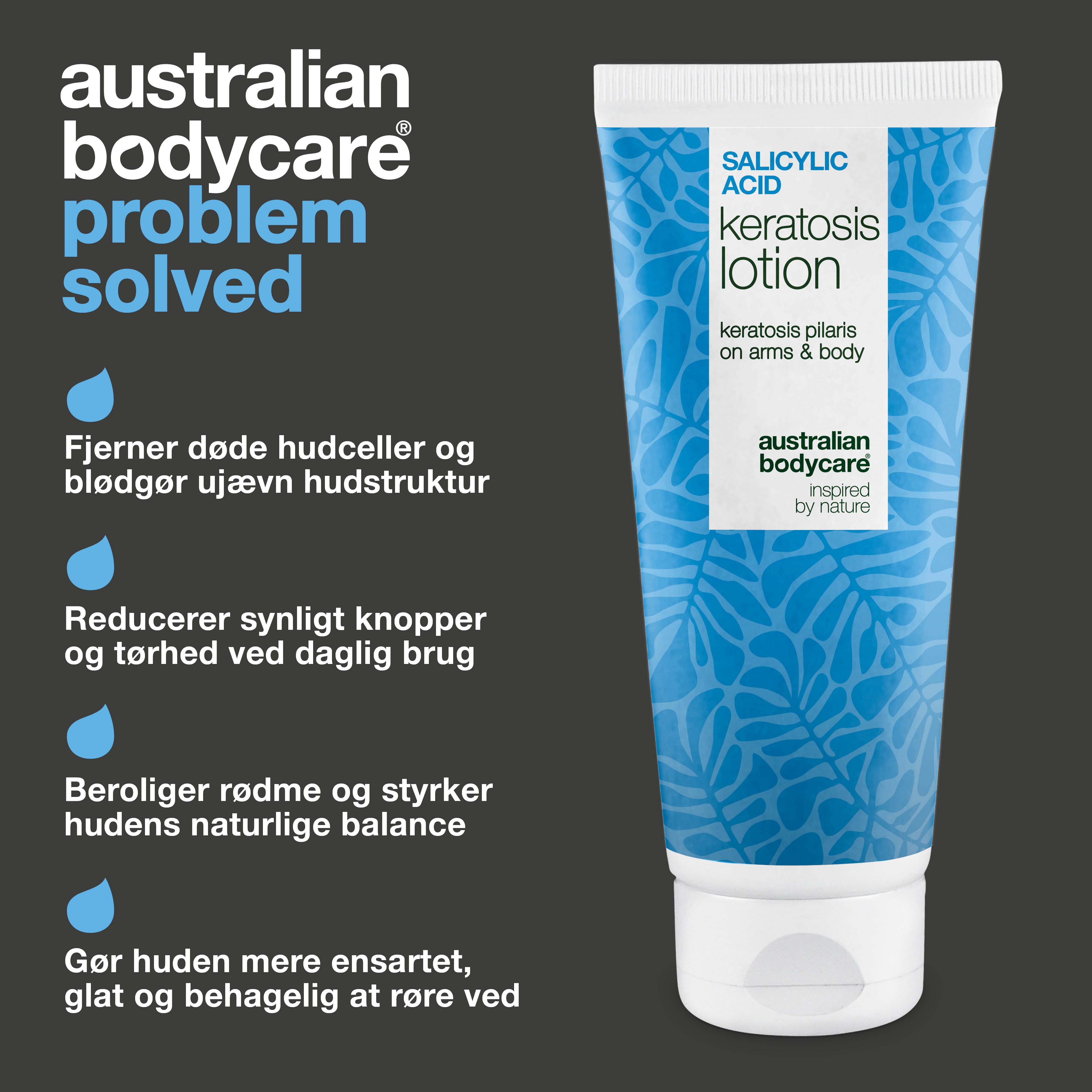 Body lotion mod keratosis pilaris og ru hud med små knopper — Body lotion mod keratosis pilaris og tør hud. Udglatter med salicylsyre, niacinamid og zink.