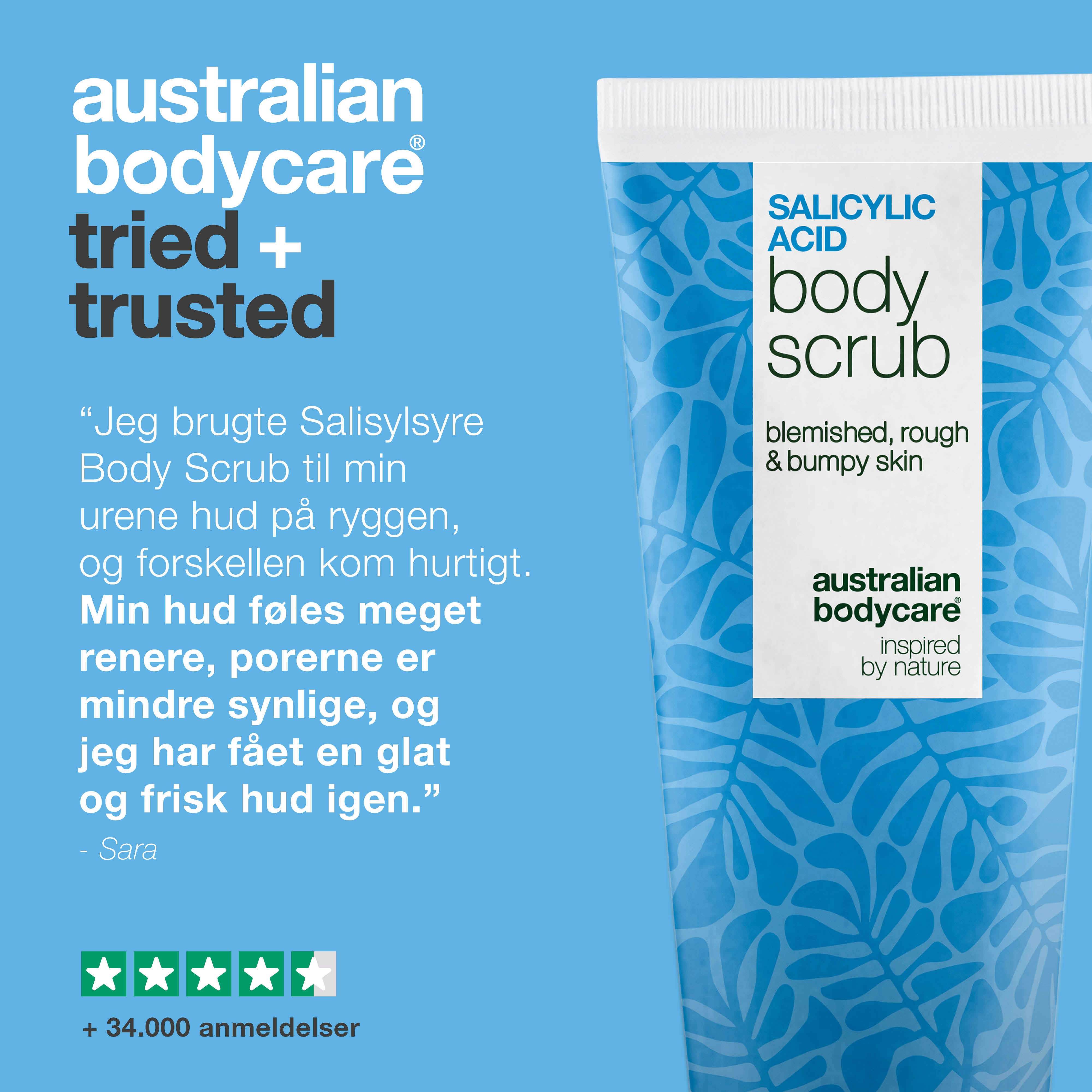 Body Scrub med salicylsyre til uren hud på kroppen – giver glattere hud — Body Scrub med salicylsyre fjerner døde hudceller, bumser og tilstoppede porer. Indeholder salicylsyre, glykolsyre & glycerin