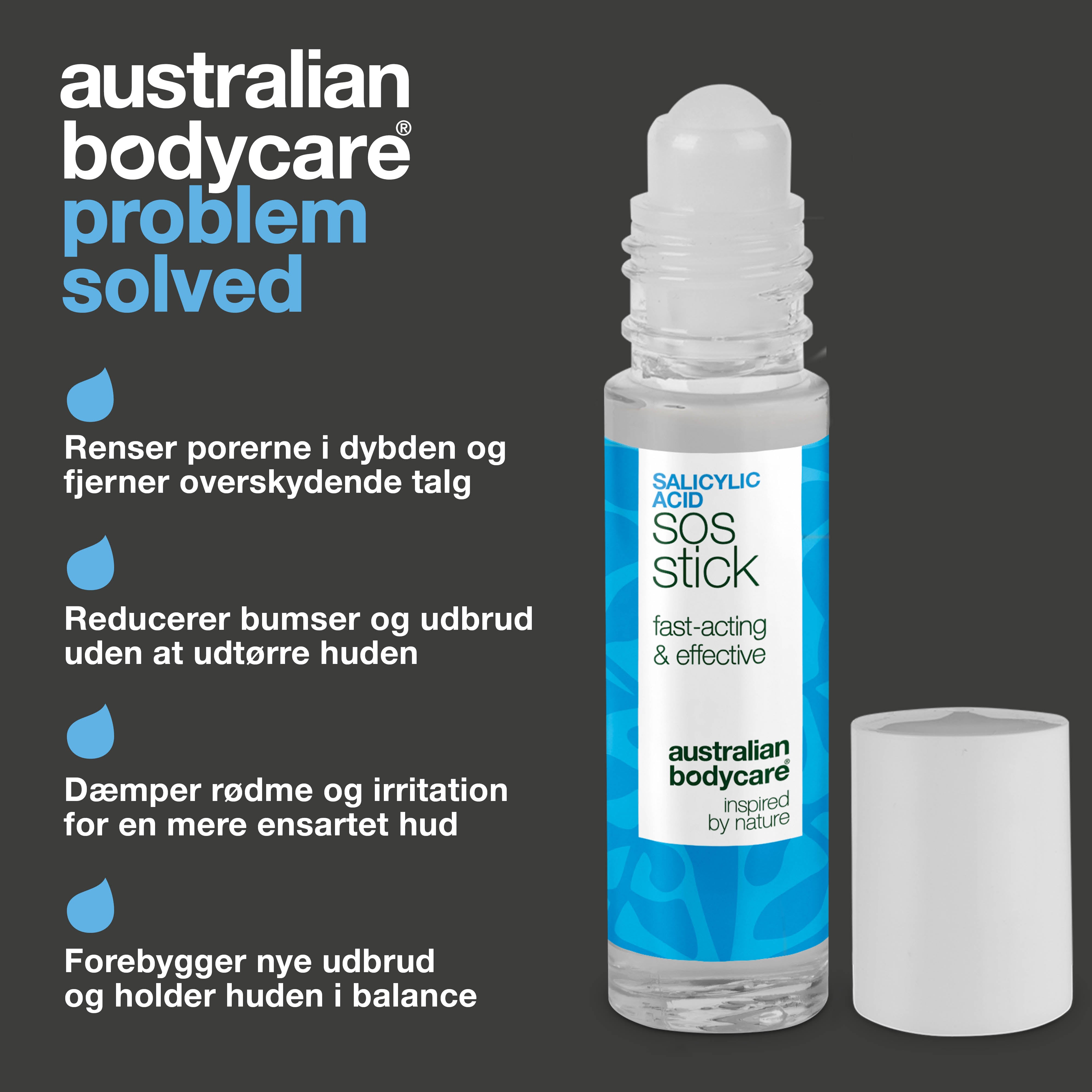 Salicylsyre SOS Stick mod bumser, rødme og tilstopninger — Salicylsyre SOS Stick mod urenheder og fedtet hud. Beroliger, renser og forebygger udbrud. Indeholder Salicylsyre.