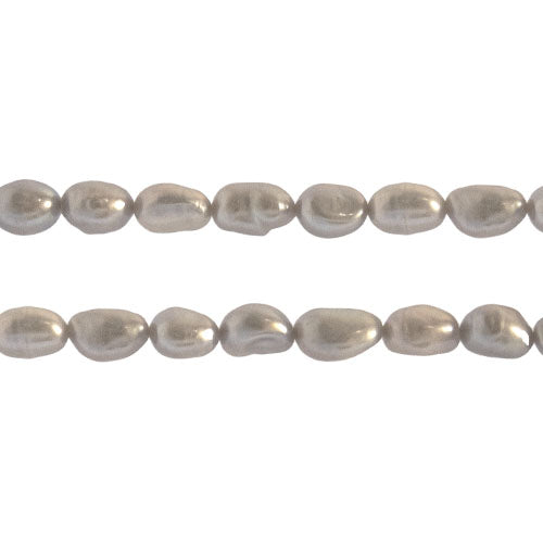 Ferskvandskulturperlekæde, oval/potato, hvid Perle Ø 5 - 8 mm L 7 -9 mm, streng L ca. 40 cm