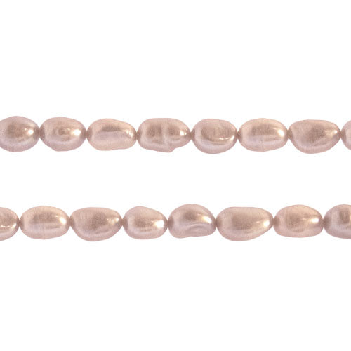 Ferskvandskulturperlekæde, oval/potato, hvid Perle Ø 5 - 8 mm L 7 -9 mm, streng L ca. 40 cm