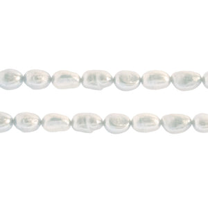 Ferskvandskulturperlekæde, oval/potato, hvid Perle Ø 5 - 8 mm L 7 -9 mm, streng L ca. 40 cm