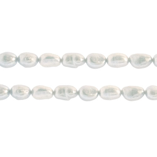 Ferskvandskulturperlekæde, oval/potato, hvid Perle Ø 5 - 8 mm L 7 -9 mm, streng L ca. 40 cm