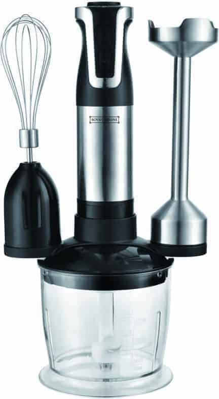Royalty Line RL-ESMS800BLK: 3-i-1 stavblendersæt - Powerpisker, dykblender, hakker - sort/rød
