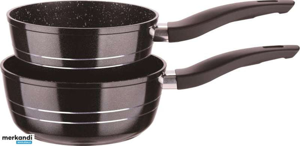 Royalty Line RL-FS2M: 3-delt grydesæt med marmorbelægning, sort/silver