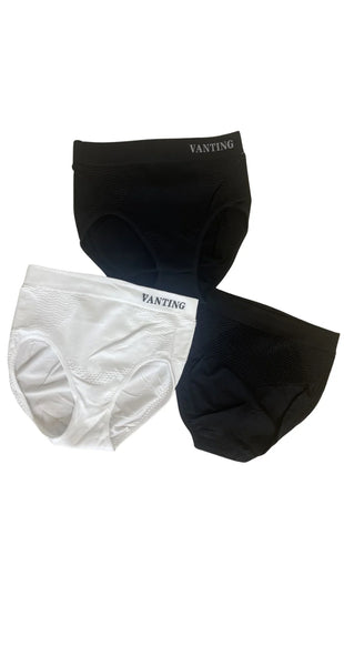 Stram op trusser fra Vanting 3 pak. Sort og hvid