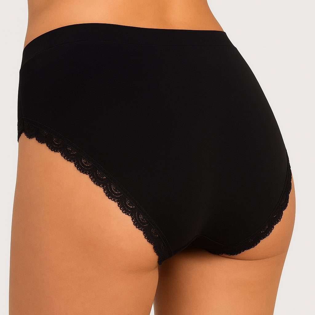 Vanting Seamless Bikini Brief W. Lace Hvid/Sort 3-pak