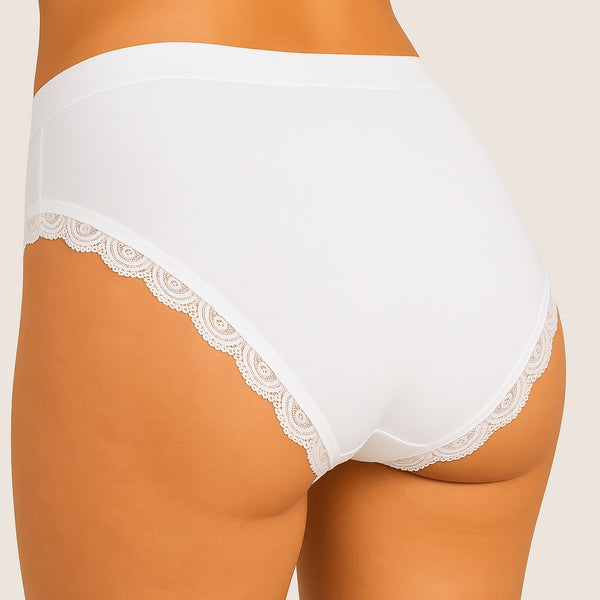 Vanting Seamless Bikini Brief W. Lace Hvid/Sort 3-pak