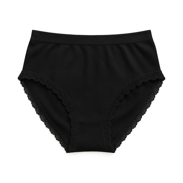 Vanting Seamless Bikini Brief W. Lace Hvid/Sort 3-pak