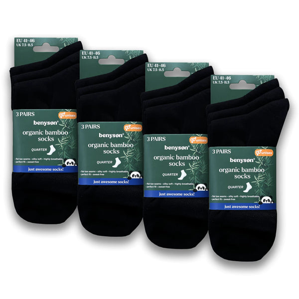 Benysøn 1201 Mellemhøje bambussokker unisex kvartlængde BEN 3 pak